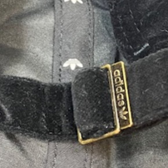 Black Velvet Adidas Cotton Gold Trefoil Embroidered Logo Adjustable Cap Hat - Picture 9 of 12